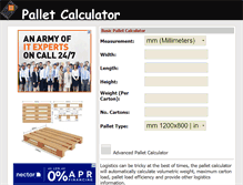 Tablet Screenshot of palletcalculator.com
